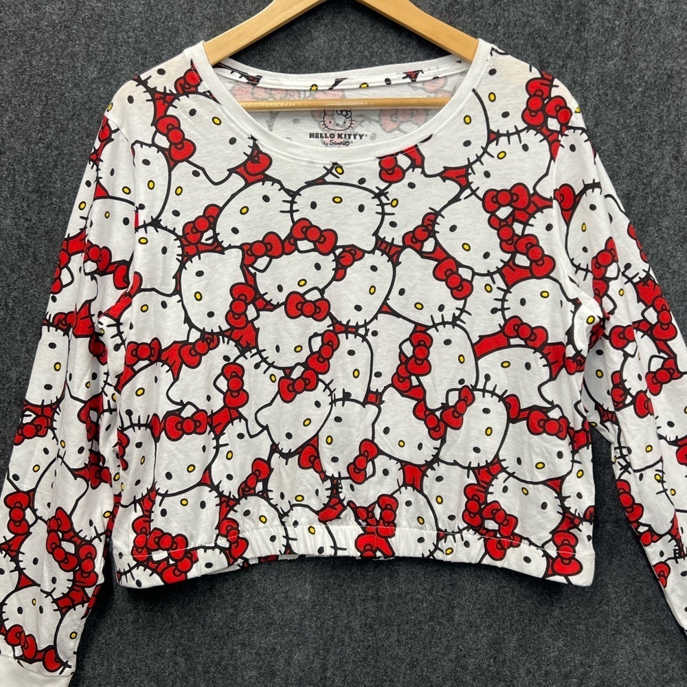 Hello Kitty Red/Black Cropped Long Sleeve Shirt - Picture 2 of 10